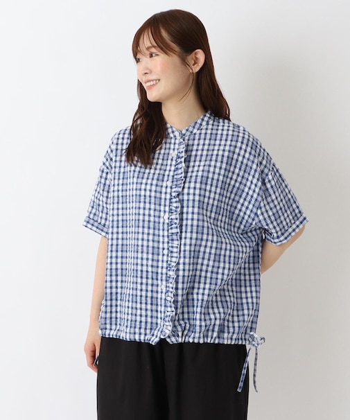 ◆サッカー フロントフリルドロストブラウス