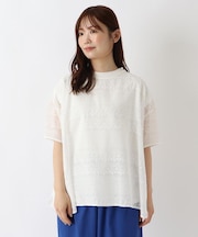 総刺繍 半袖ブラウス