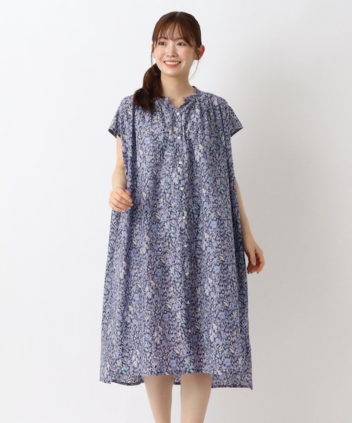 ◇花柄PT フレンチスリーブ 前開きワンピース｜ワンズテラスの