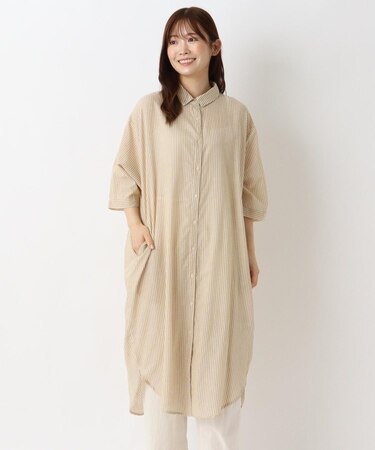 先染めストライプワンピース