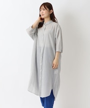 先染めストライプワンピース