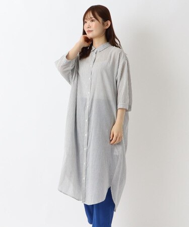 先染めストライプワンピース