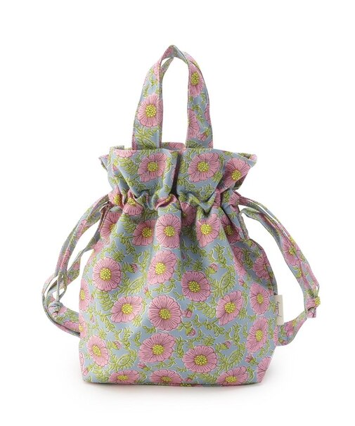 ブロックプリント 巾着2WAYバッグ