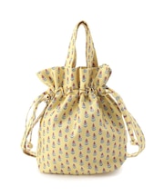 ブロックプリント 巾着2WAYバッグ