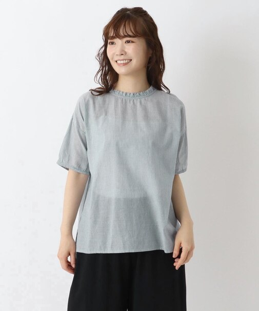 フリル衿先染めブラウス