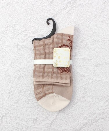 ◆あなたに優しい 逆スパ チェック花 クォーターソックス