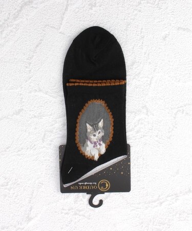 ◆大人靴下 シースルー猫窓 クォーターソックス