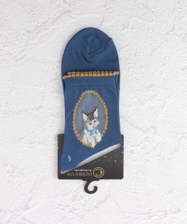 ◆大人靴下 シースルー猫窓 クォーターソックス