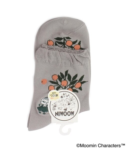 ◆MOOMIN ロークルーソックス ミイ刺繍&木