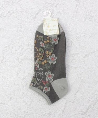 ◆あなたに優しい 逆スパ花ウサギ アンクルソックス