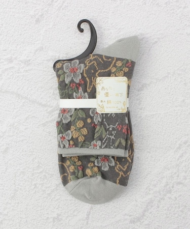 ◆あなたに優しい 逆スパ花ウサギ クォーターソックス