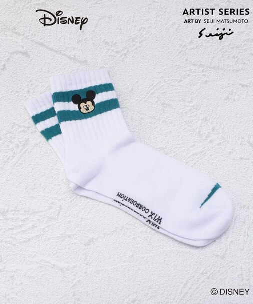 ◆【ワンズテラス限定】ディズニー アメリブ顔刺繍クォーターソックス 松本セイジ