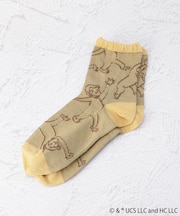 ◆【ワンズテラス限定】おさるのジョージ 逆立柄クォーターソックス