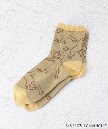 ◆【ワンズテラス限定】おさるのジョージ 逆立柄クォーターソックス
