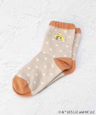 ◆【ワンズテラス限定】おさるのジョージ 帽子刺繍クォーターソックス