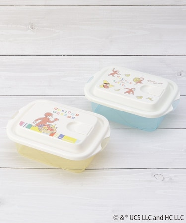 ◆おさるのジョージ ふわっと保存容器 L 2P