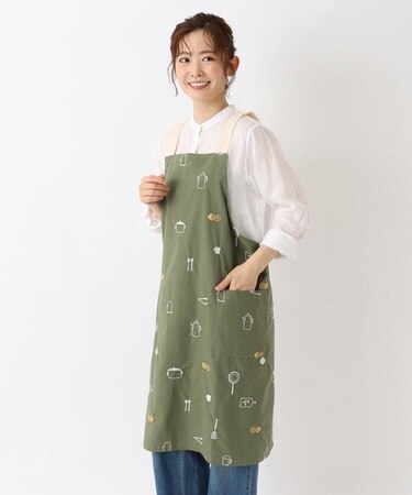 【ワンズテラスオリジナル】キッチン刺繍 エプロン H型