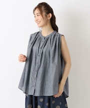 コットンシャンブレーフレンチスリーブシャツ