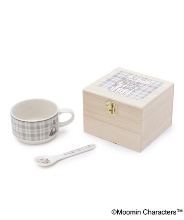 【ワンズテラス限定】MOOMIN 木箱入マグ スプーンセット チェック 300ml