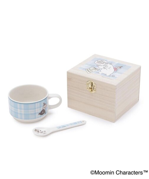 【ワンズテラス限定】MOOMIN 木箱入マグ スプーンセット チェック 300ml