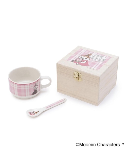 【ワンズテラス限定】MOOMIN 木箱入マグ スプーンセット チェック 300ml