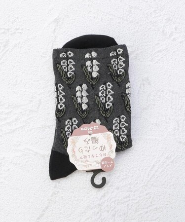 ◆スズラン総柄ゆったりクルーソックス