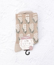 ◆スズラン総柄ゆったりクルーソックス