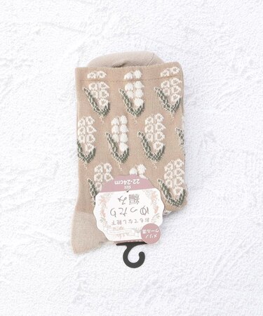 ◆スズラン総柄ゆったりクルーソックス