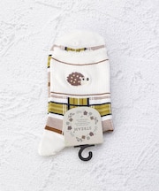 ◆ハリネズミ刺繍ロークルーソックス