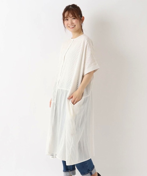 総刺繍 切替2WAYワイドフレアワンピース
