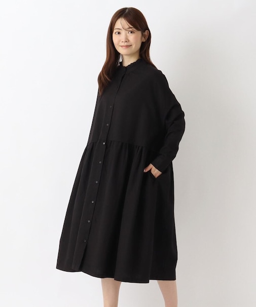 綿麻ウエスト切替ワンピース