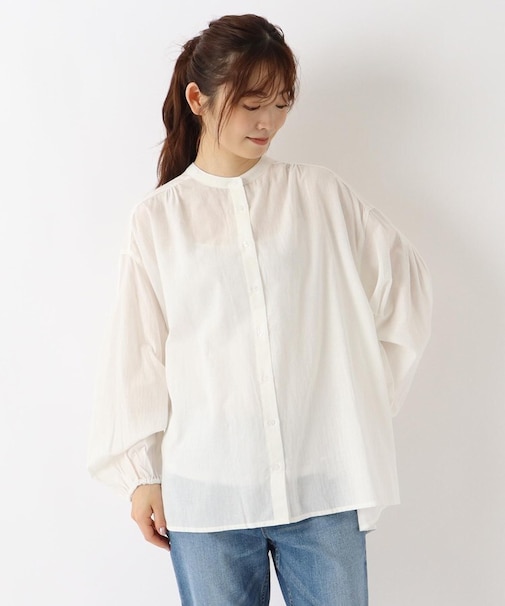 コットン タック袖ブラウス