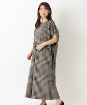 ポリサッカー 袖口リボンワンピース