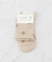 ◆コダワリ ゴム無 ライン花クォーターソックス