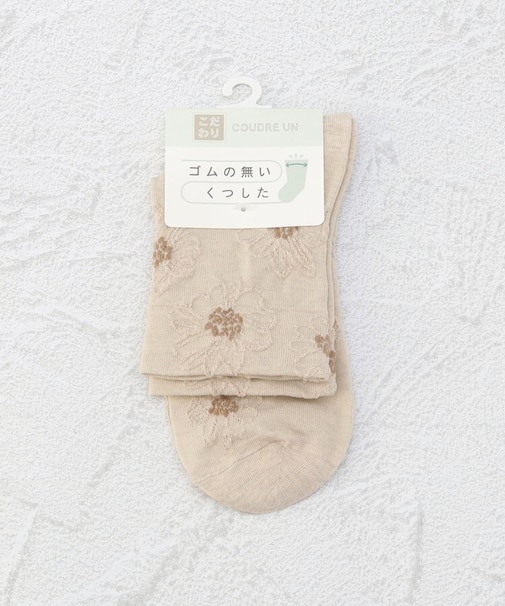 ◆コダワリ ゴム無 ライン花クォーターソックス