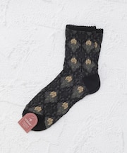 ◆アンティークバラ柄 クルーソックス