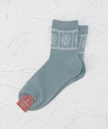 ◆アンティーク柄 クルーソックス