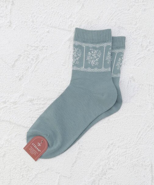 ◆アンティーク柄 クルーソックス