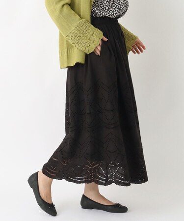 スカラップ刺繍 裏地付スカート