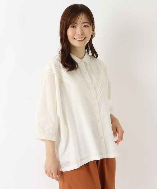 刺繍切替ブラウス