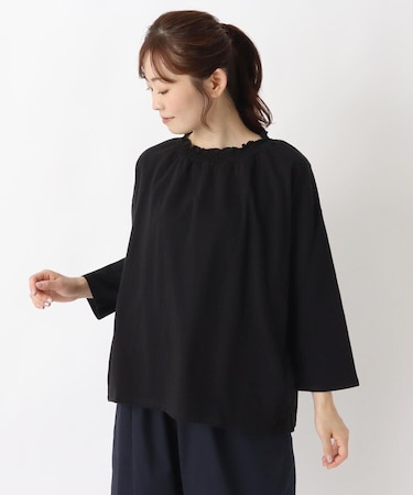 ネックシャーリング 8分袖プルオーバー