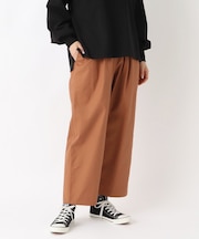 PU混 9分丈ワイドテーパードパンツ