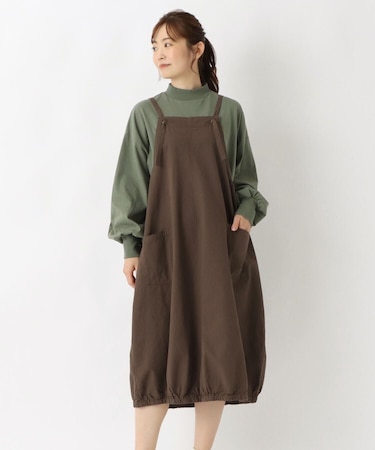 肩ひも 裾ゴム入りバルーンワンピース