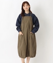肩ひも 裾ゴム入りバルーンワンピース
