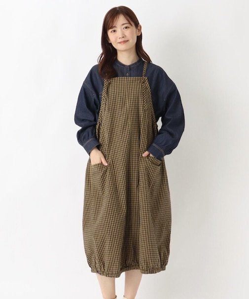 肩ひも 裾ゴム入りバルーンワンピース