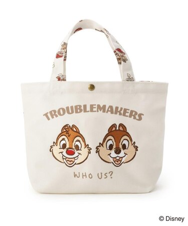 【ワンズテラス限定】ディズニー 「チップ＆デール」 刺繍マチ付バッグ