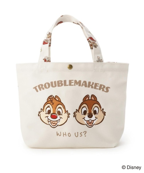 【ワンズテラス限定】ディズニー 「チップ＆デール」 刺繍マチ付バッグ