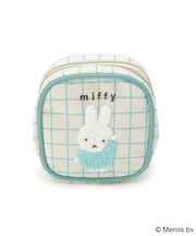 Dick Bruna miffy Wファスナーポーチ チェックサガラ
