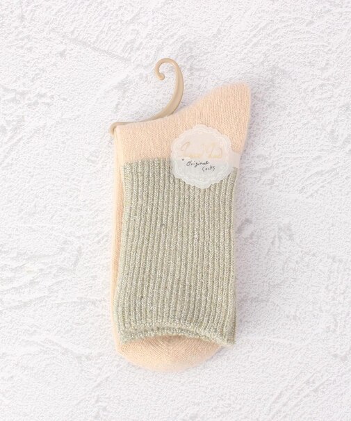 ◆PP 切替スパンコールリブクルーソックス