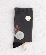 ◆PP 2面紙糸 フラワークルーソックス